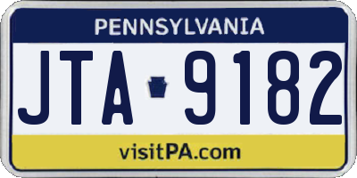 PA license plate JTA9182