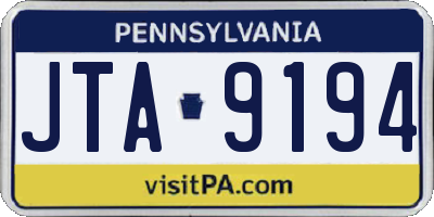 PA license plate JTA9194