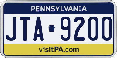 PA license plate JTA9200