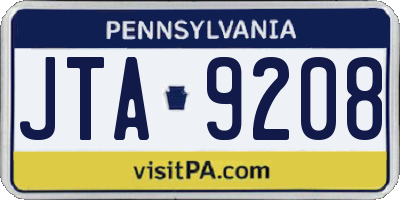PA license plate JTA9208