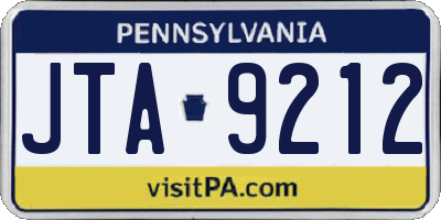 PA license plate JTA9212