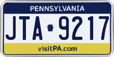 PA license plate JTA9217