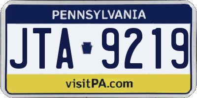 PA license plate JTA9219