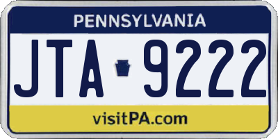 PA license plate JTA9222