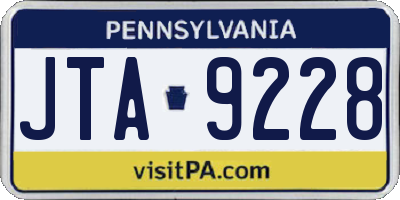 PA license plate JTA9228