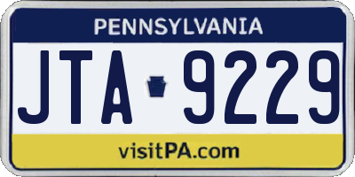 PA license plate JTA9229