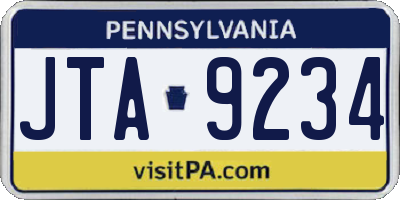 PA license plate JTA9234