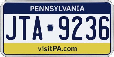 PA license plate JTA9236