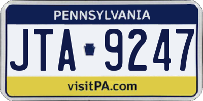 PA license plate JTA9247