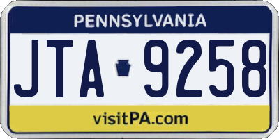 PA license plate JTA9258