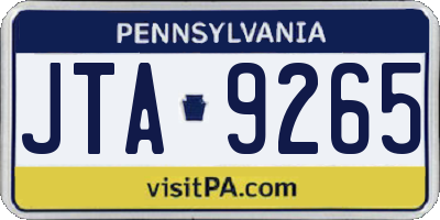 PA license plate JTA9265