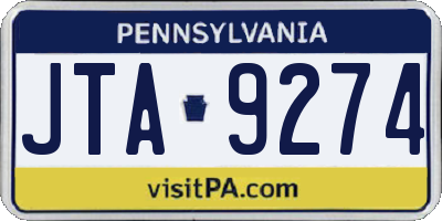 PA license plate JTA9274