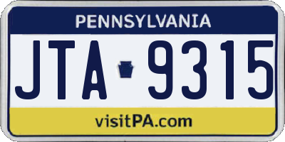 PA license plate JTA9315