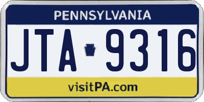 PA license plate JTA9316