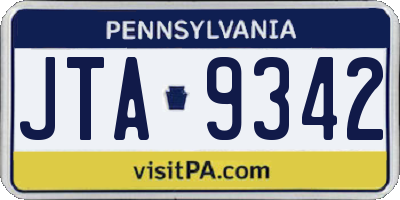 PA license plate JTA9342