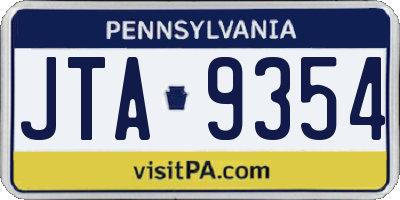 PA license plate JTA9354