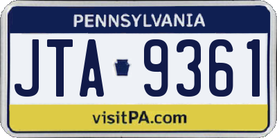 PA license plate JTA9361