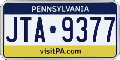 PA license plate JTA9377