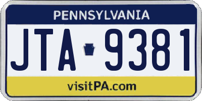 PA license plate JTA9381