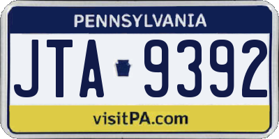 PA license plate JTA9392