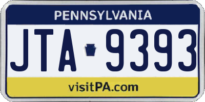 PA license plate JTA9393