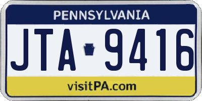 PA license plate JTA9416