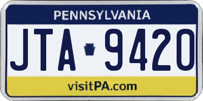 PA license plate JTA9420