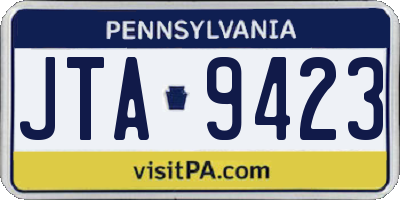 PA license plate JTA9423