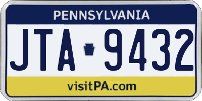 PA license plate JTA9432