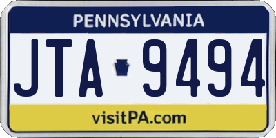 PA license plate JTA9494