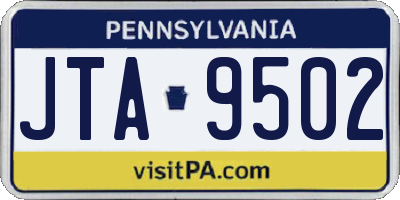 PA license plate JTA9502