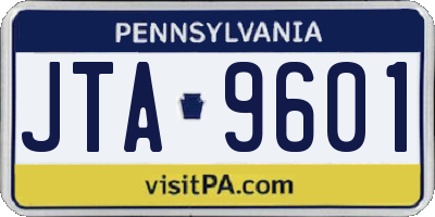 PA license plate JTA9601