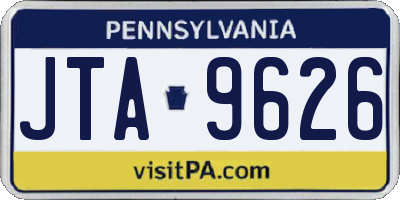PA license plate JTA9626