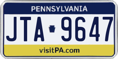 PA license plate JTA9647