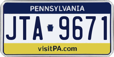 PA license plate JTA9671