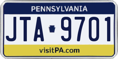PA license plate JTA9701