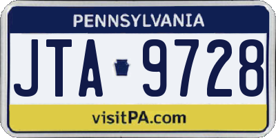 PA license plate JTA9728