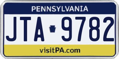 PA license plate JTA9782