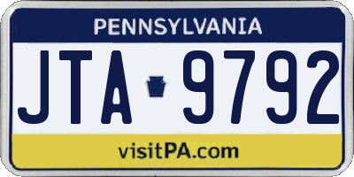 PA license plate JTA9792
