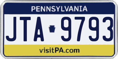PA license plate JTA9793