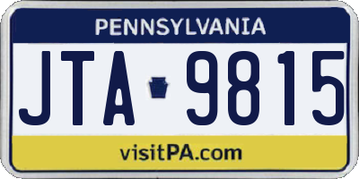PA license plate JTA9815