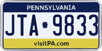 PA license plate JTA9833