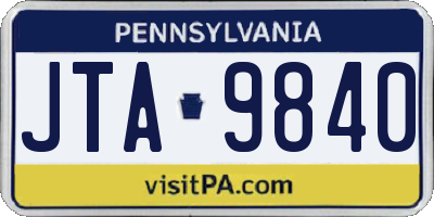 PA license plate JTA9840