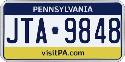 PA license plate JTA9848