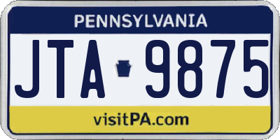 PA license plate JTA9875