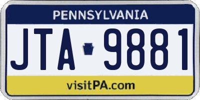 PA license plate JTA9881