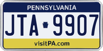 PA license plate JTA9907