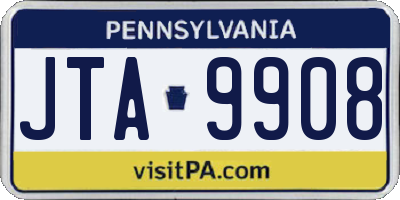 PA license plate JTA9908