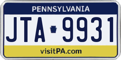PA license plate JTA9931