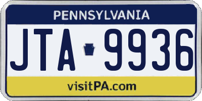 PA license plate JTA9936